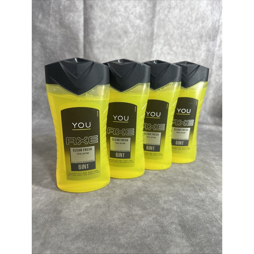 4x Axe You Clean Fresh All Over Body Wash Shower Gel Hair Face 250 ml